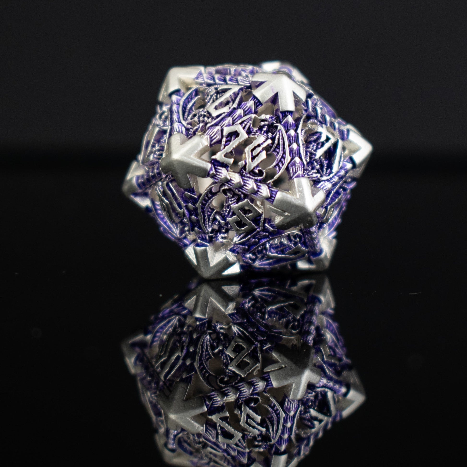 Dragonguard Hollow Metal Dice Set - Purple and Silver