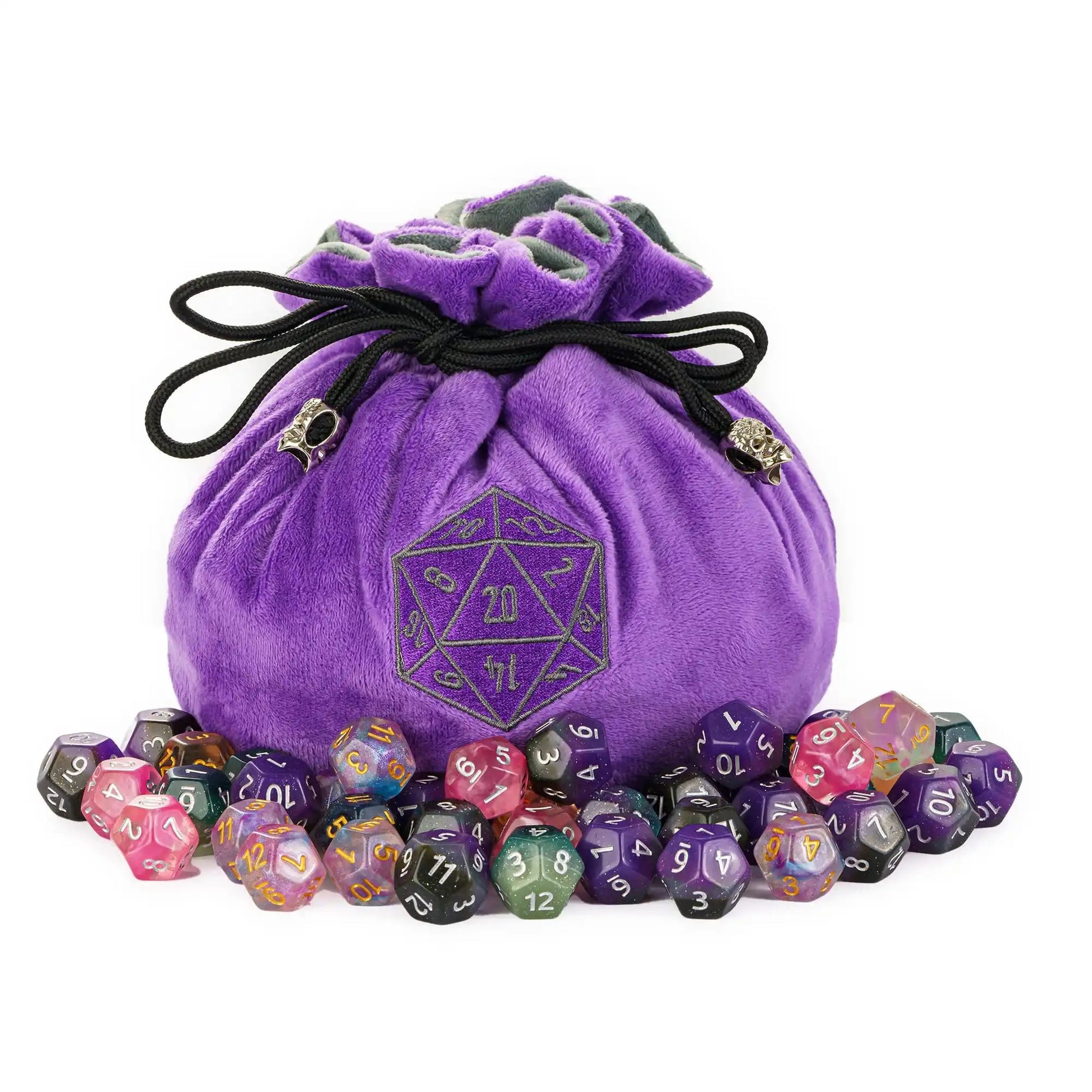 Drawstring Dice Bag Flannelette Double-Layer Storage Bag Round Bottom Big Pouch for Packing Gift RPG Dice Board Game