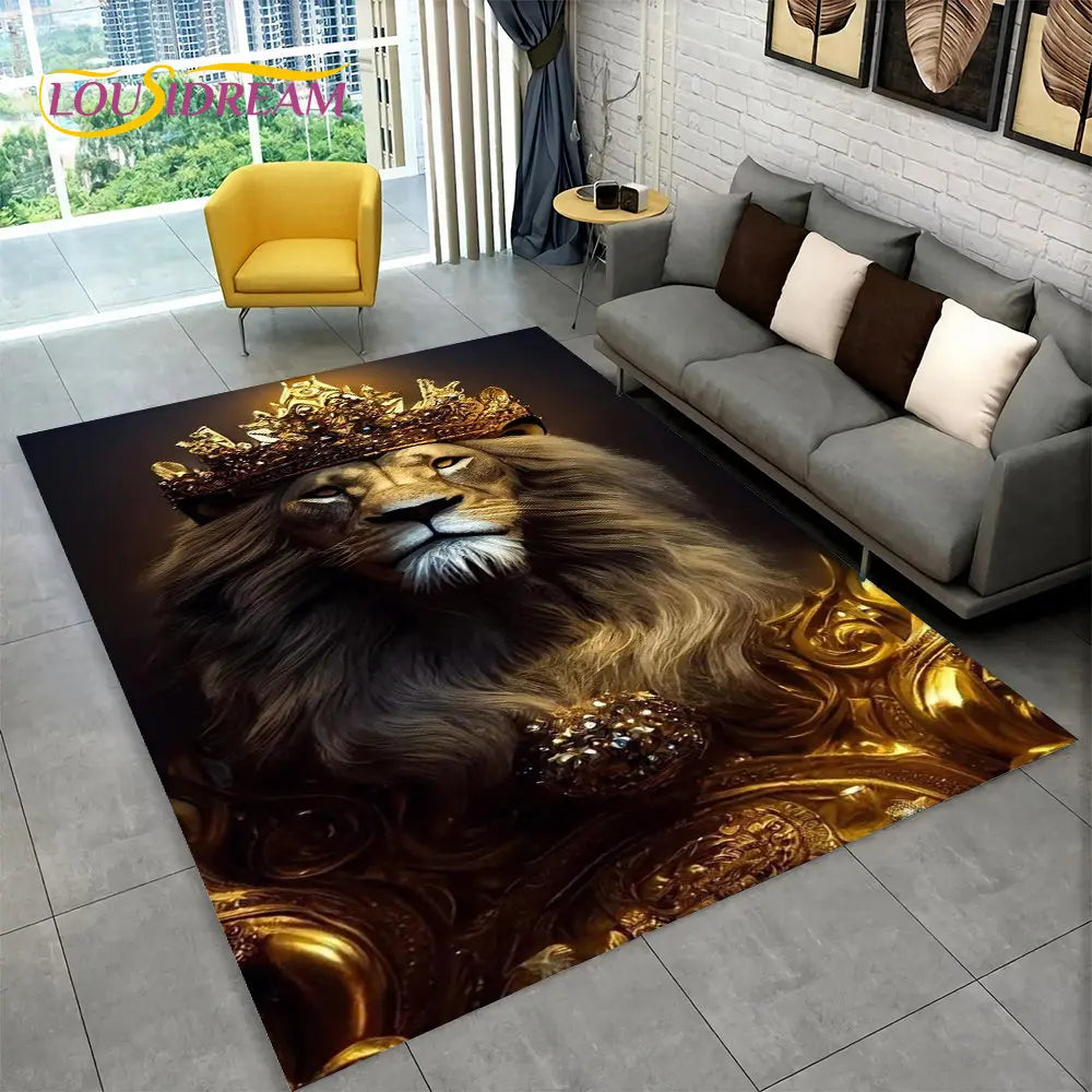 Dream Lion Animal 3D Area Rug Large,Carpet Rug for Living Room Bedroom Sofa Doormat Decoration,Kid Play Non-slip Floor Mat