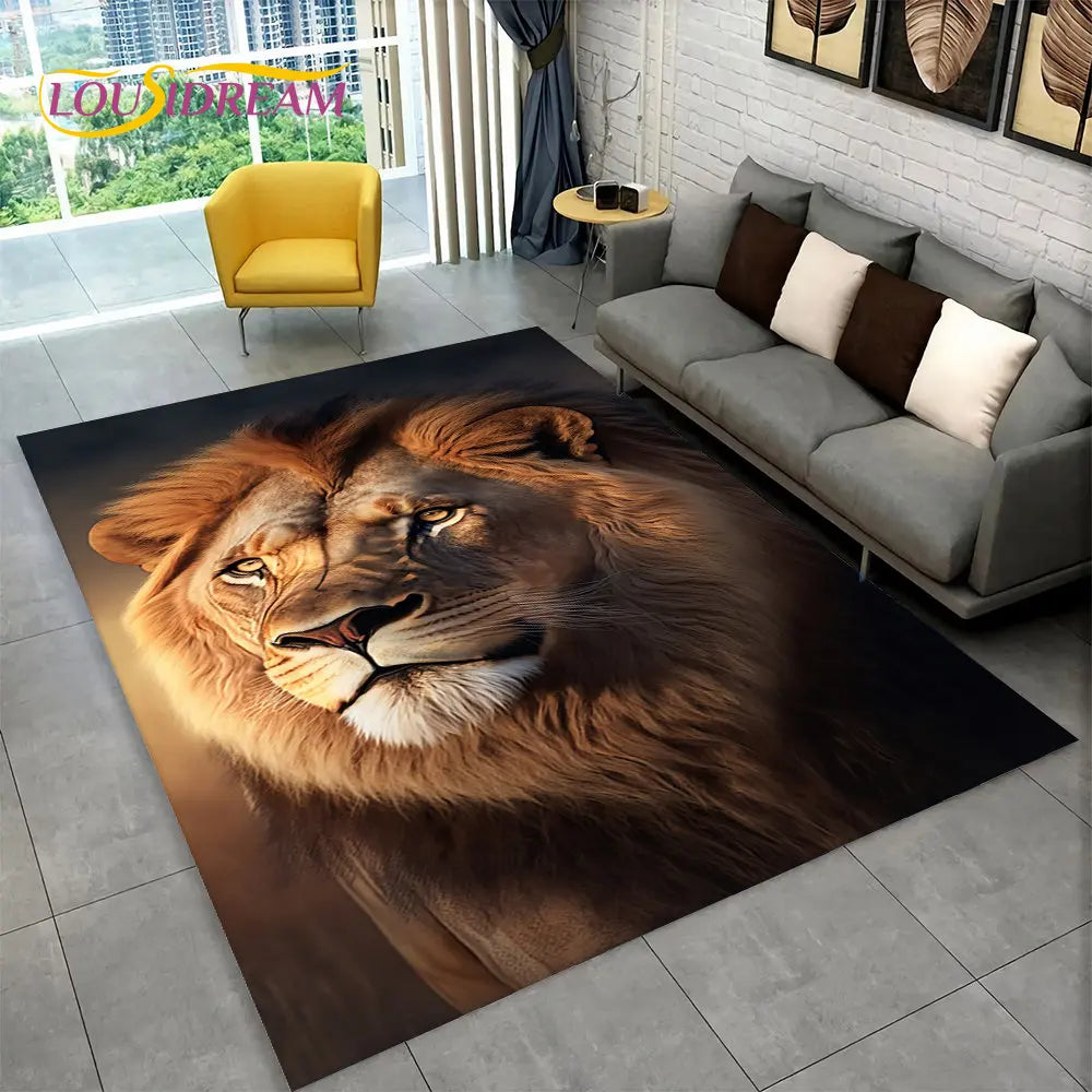 Dream Lion Animal 3D Area Rug Large,Carpet Rug for Living Room Bedroom Sofa Doormat Decoration,Kid Play Non-slip Floor Mat