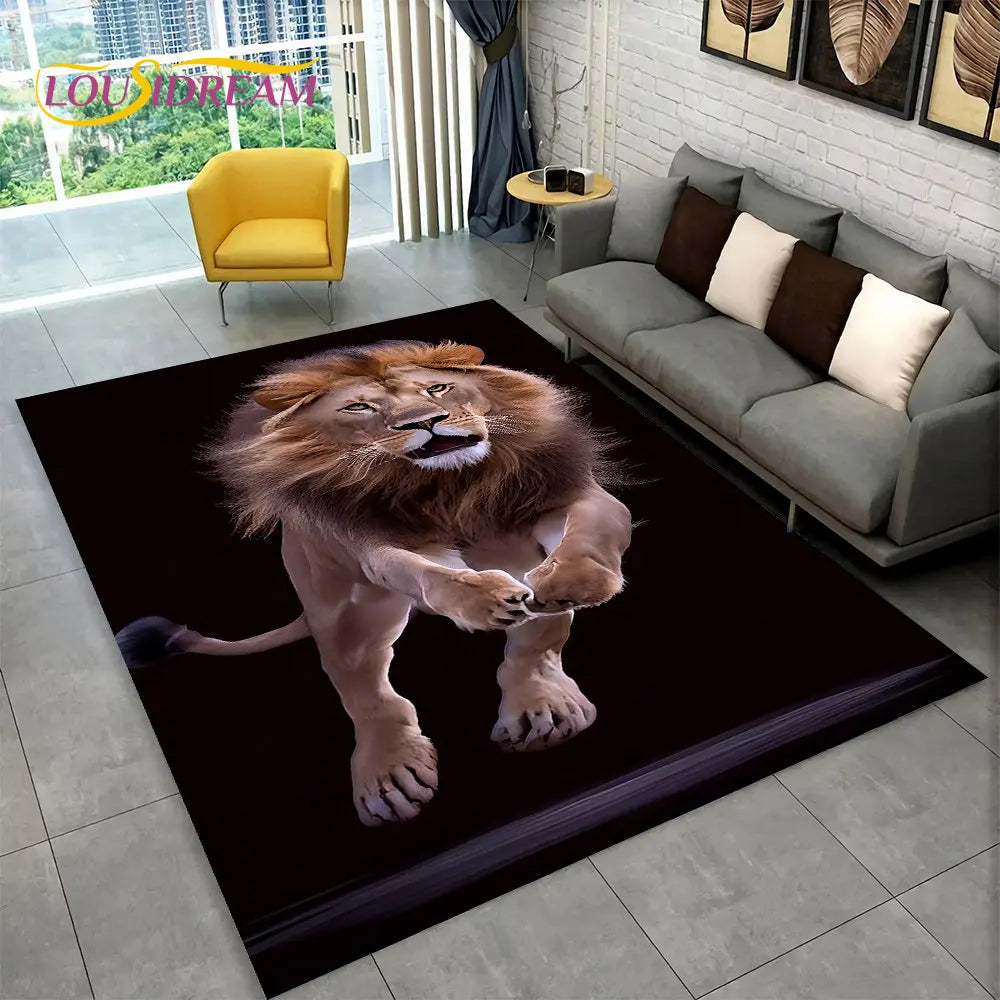 Dream Lion Animal 3D Area Rug Large,Carpet Rug for Living Room Bedroom Sofa Doormat Decoration,Kid Play Non-slip Floor Mat