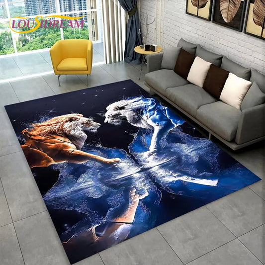 Dream Lion Animal 3D Area Rug Large,Carpet Rug for Living Room Bedroom Sofa Doormat Decoration,Kid Play Non-slip Floor Mat