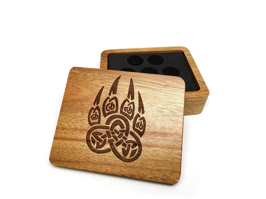 Druid Paw Wooden Dice Case - Acacia Wood