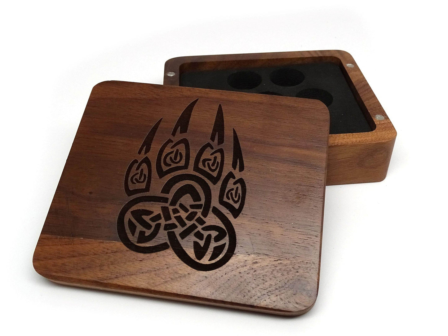 Druid Paw Wooden Dice Case - Walnut Wood