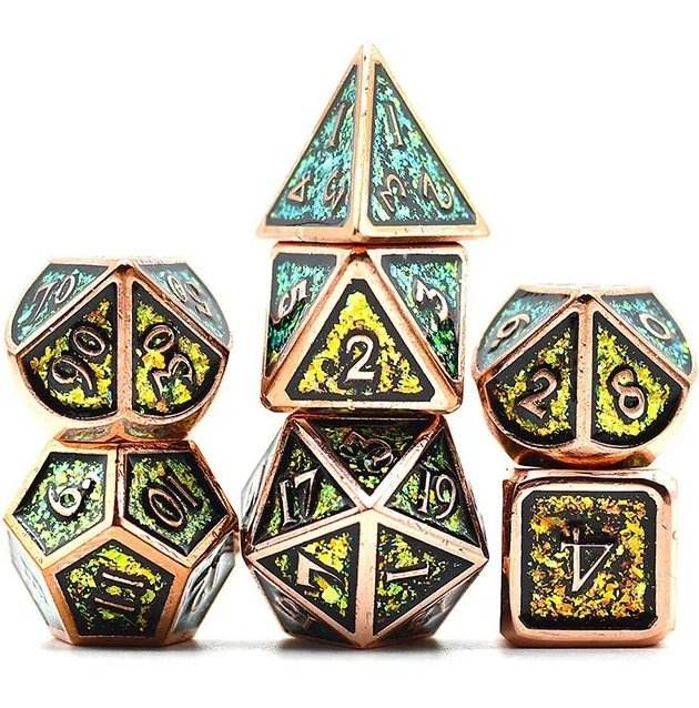 Druidic Dwarven Metal Plating Dice Set - 