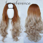 Honey Brown Light Gold 65 cm U Shape 2 Tone Long Curly Hair Wig Cosplay Full Wig Halloween Dress Up