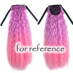 Wavy Curly Wrap Around Ponytail Wig Extension Woman Drawstring Synthetic Hair Extension Fluffy Hairpiece,Gradient Pink Halloween Dress Up Cosplay