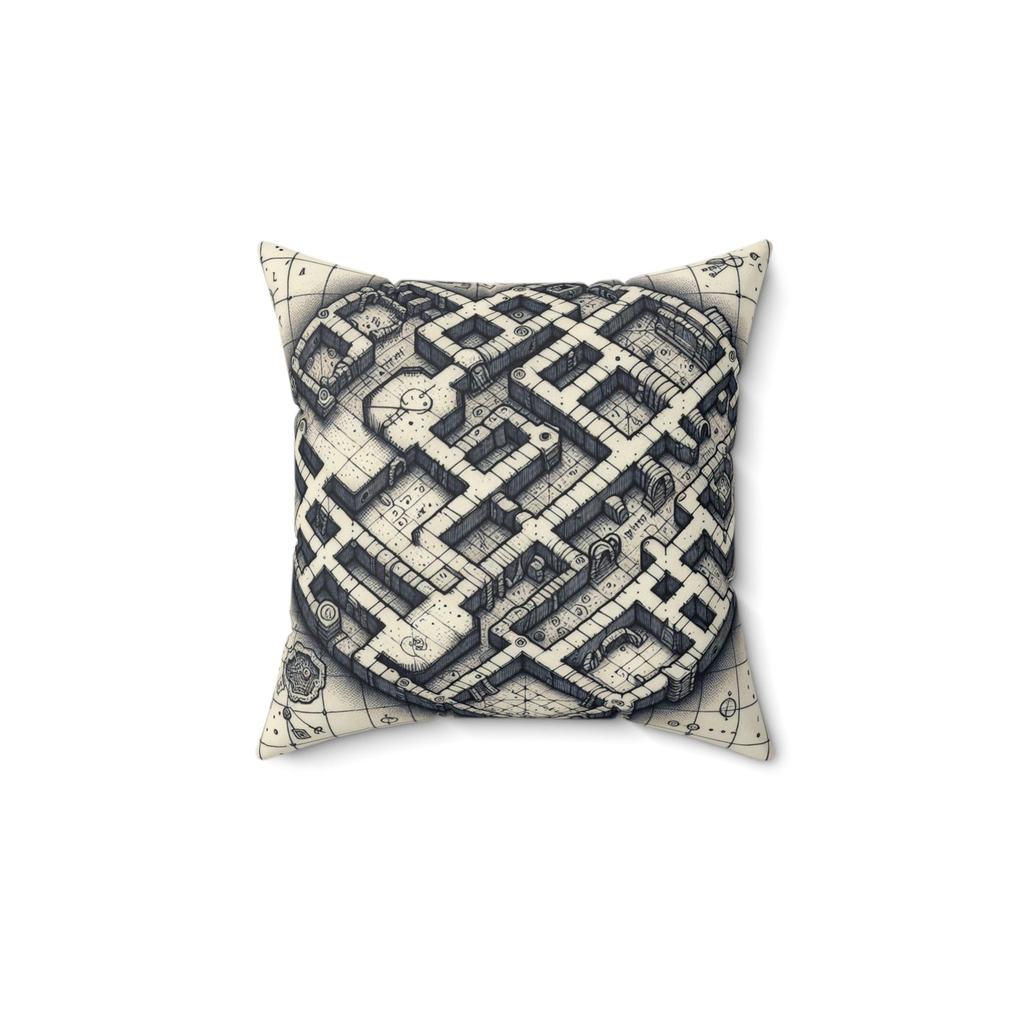 Dungeon map Spun Polyester Square Pillow