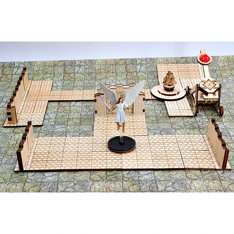 Dungeon Stone Square Floor Tiles (Set of 24) Wooden Laser Cut D&D Modular Terrain 1" Grid