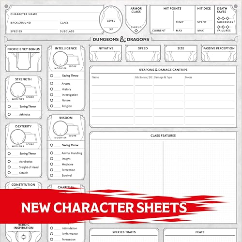 Dungeons & Dragons 2024 Character Sheets Player Accessories