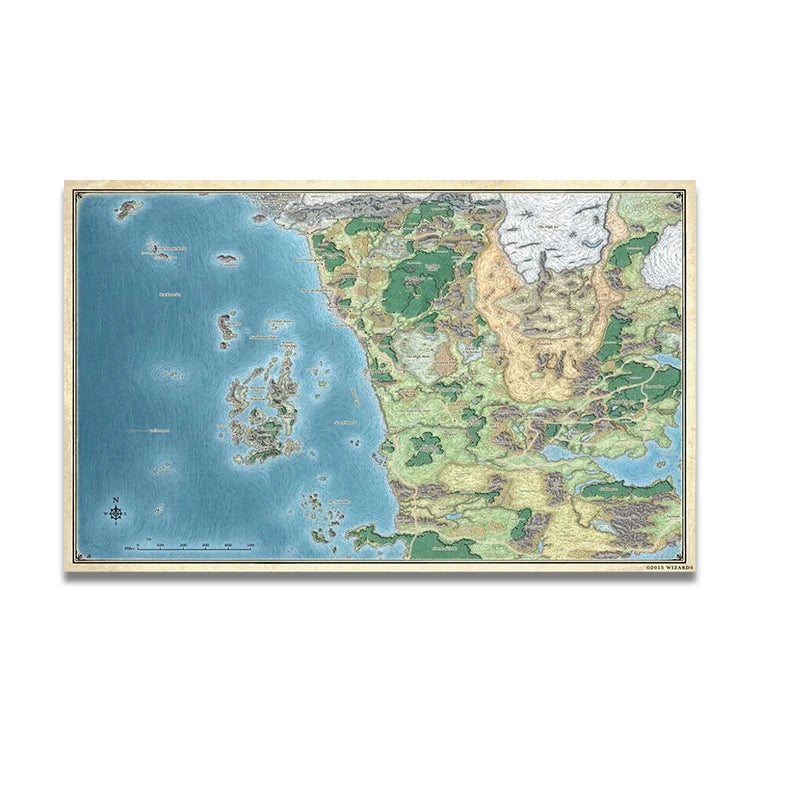 Dungeons & Dragons Map Poster Forgotten Realms Canvas Painting Print Game Poster Gift  Wall Art Hd Picture Home Room Decor