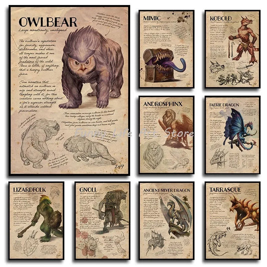 Dungeons & Dragons Posters and Prints Canvas Printing Wall Art Picture for Gaming Room Decor Gift