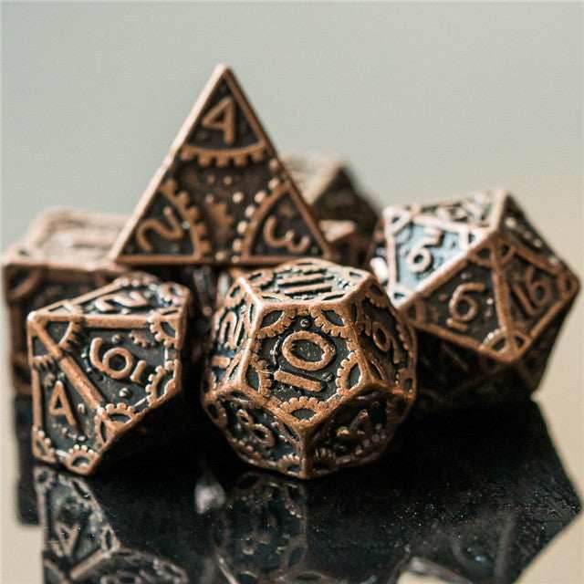 Copper Barrel Plating Vintage Color Punk Steam Metal Dice 7-Dice Udixi RPG - 