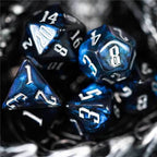 Glitter Party Black Glitter Dice (White font) 7-Dice Set - 