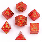 Wizard Solid Metal Polyhedral Dice Set - Red with Gold - 