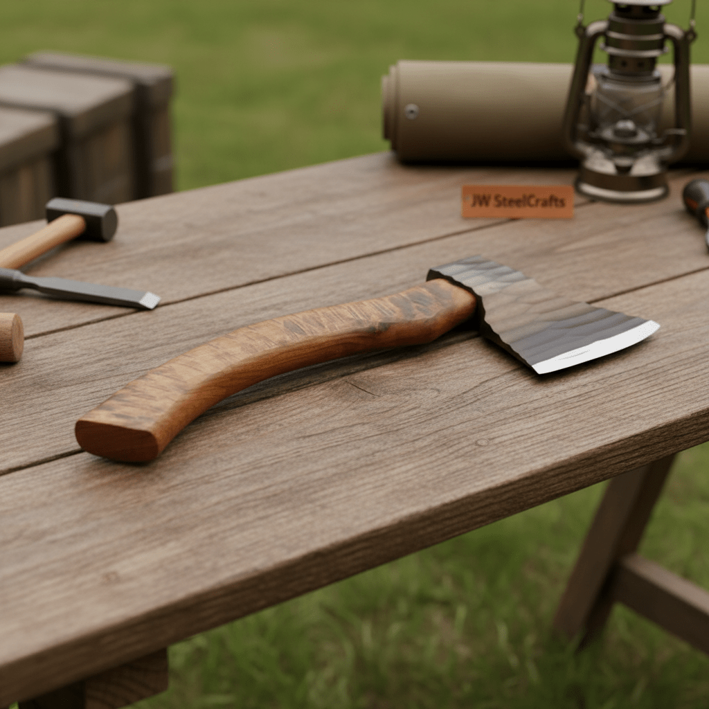 Hand-finished Workshop Axe with Chisel-textured Steel Head and Premium Hardwood Shaft
