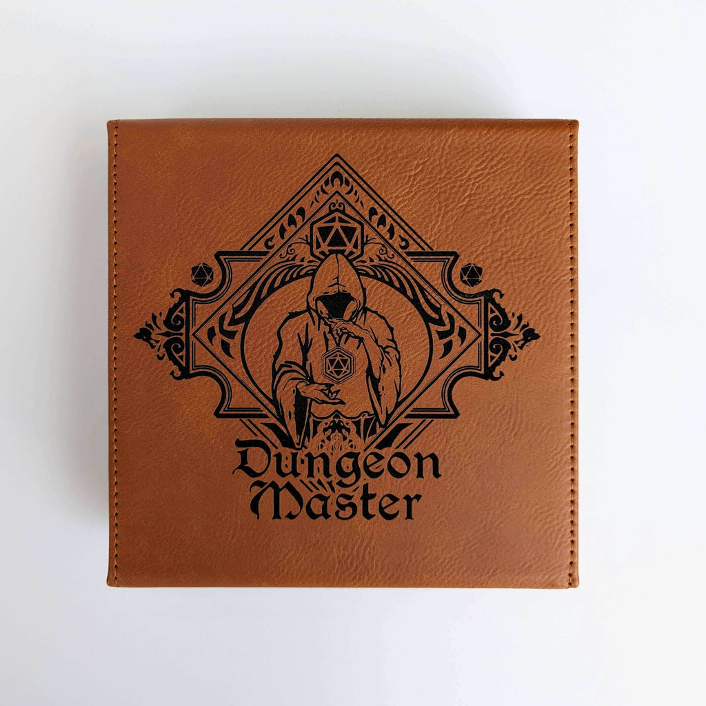 The Fate Twister - D&D - Vegan Leather Dice Box - Chestnut