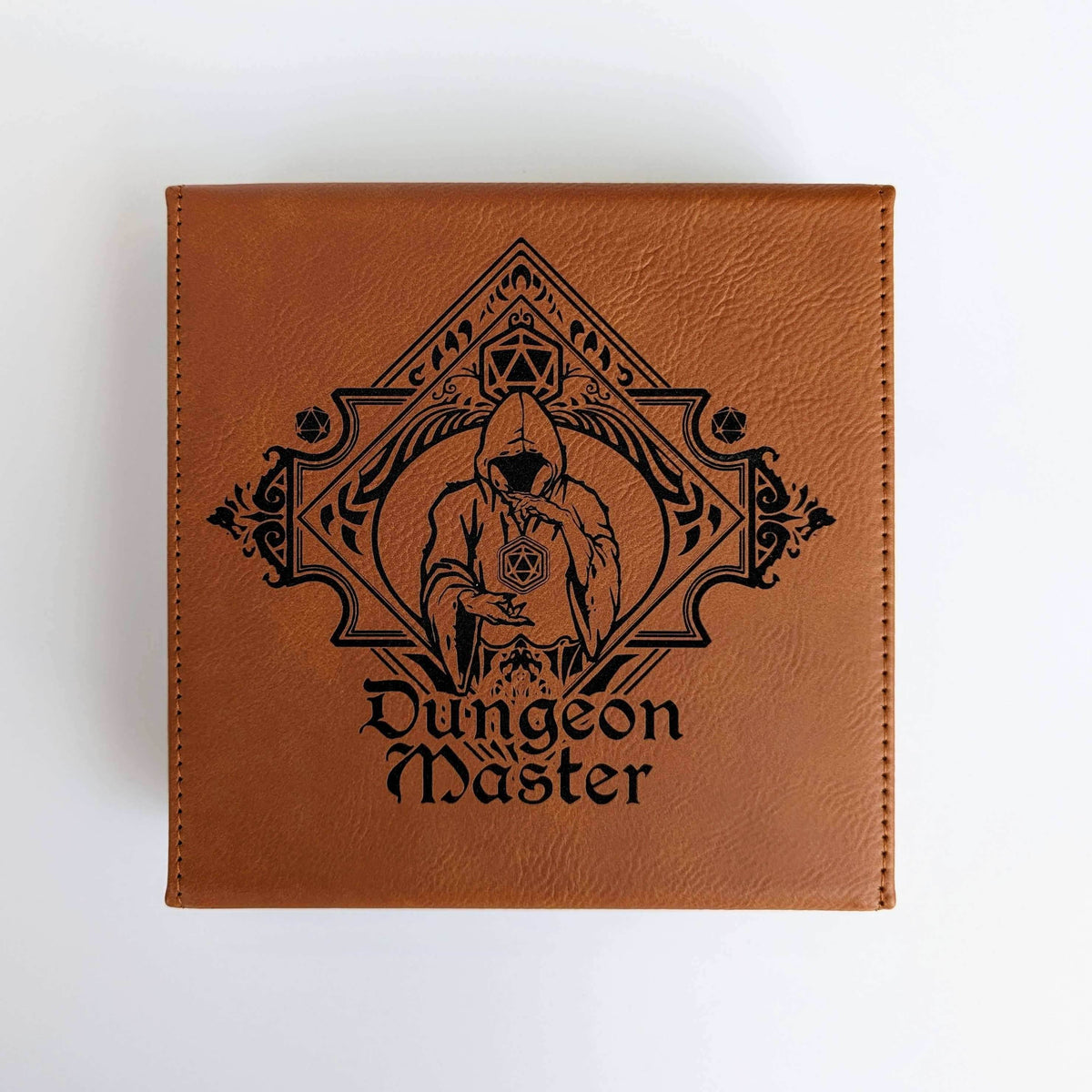 The Fate Twister - D&D - Vegan Leather Dice Box - Chestnut