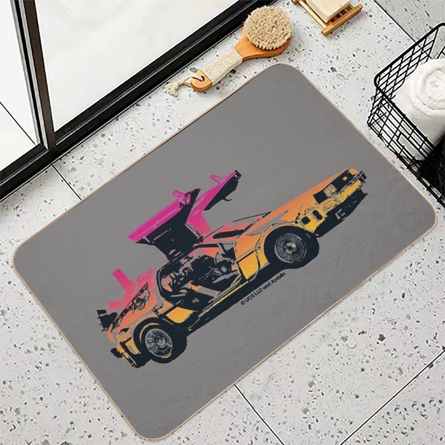 Back to The Future. Delorean Aesthetic. Birthday Party Gifts  Repositionable Bath Mat