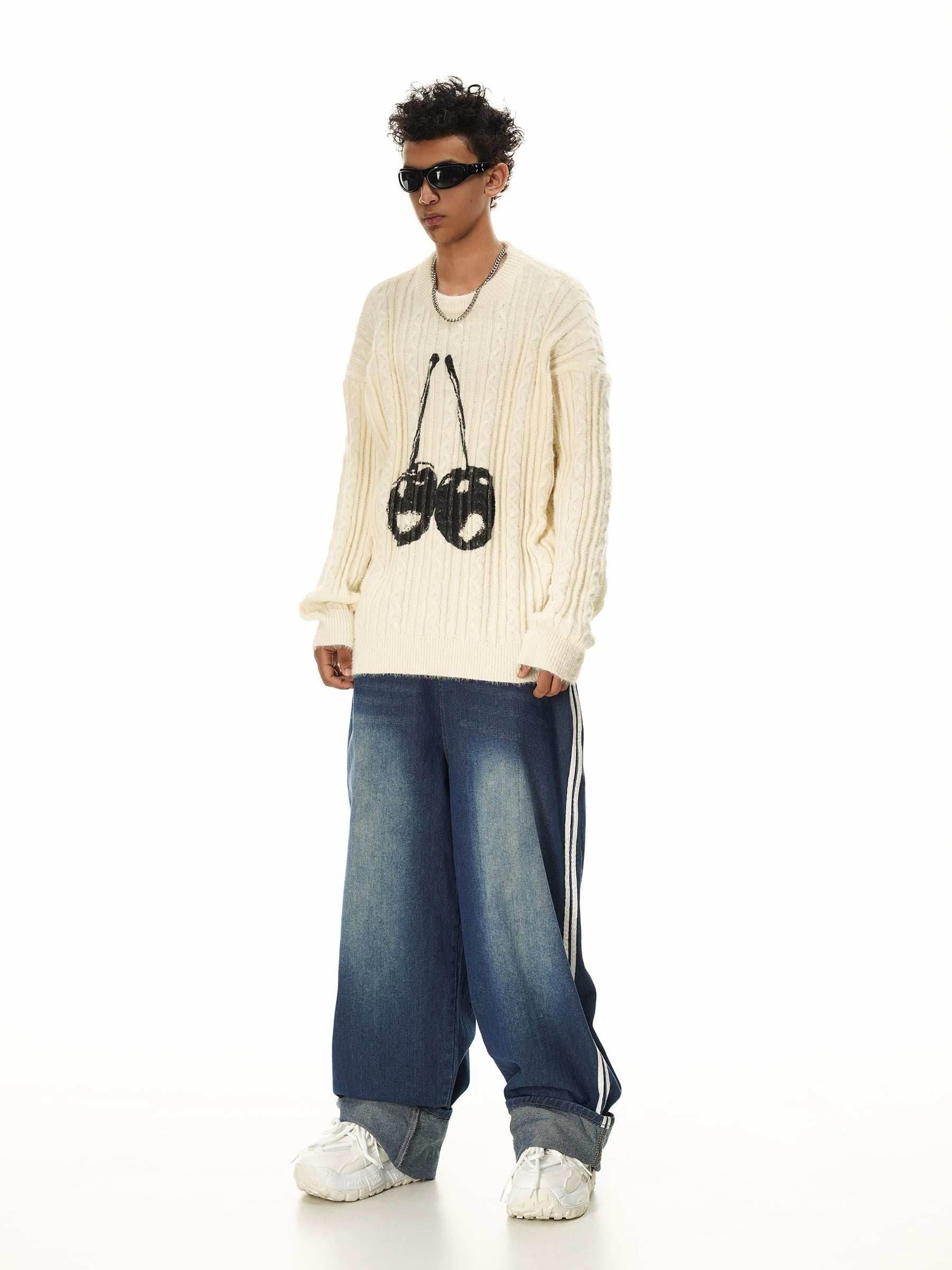 Double Cherry Knit Sweater - S