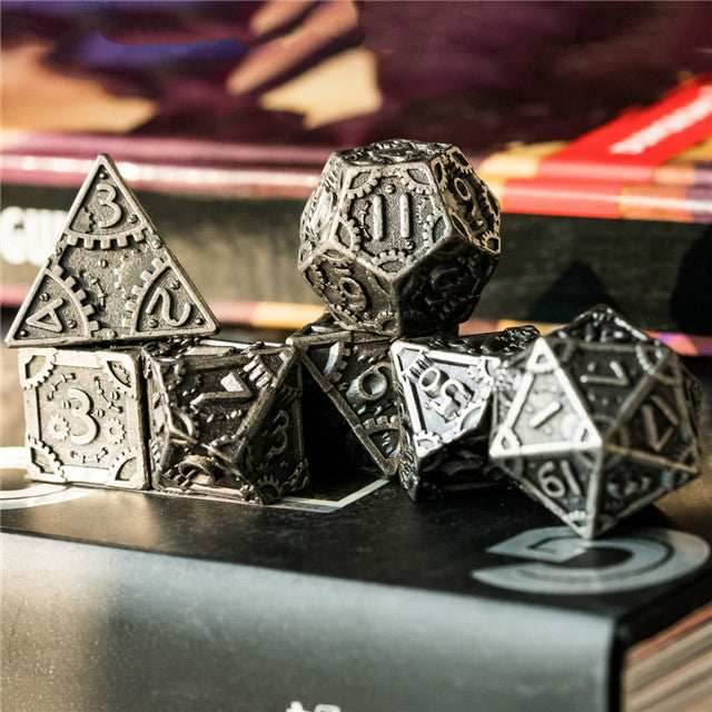 Silver Barrel Plating Vintage Color Punk Steam Metal Dice 7-Dice Udixi RPG - 