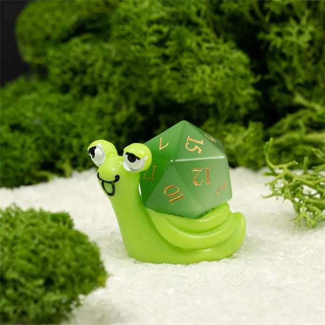 Green Snail d20 Stand: Small Plastic Novelty Item for Dice Lovers Desks - 