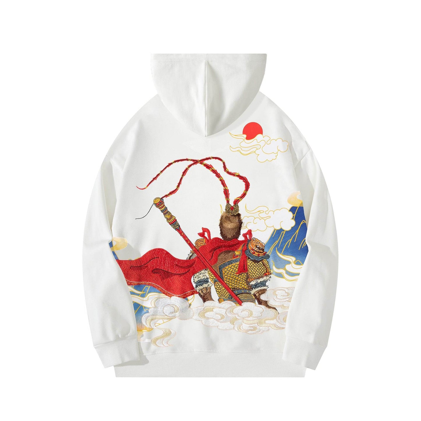 Monkey King Embroidery Hoodie - White / S