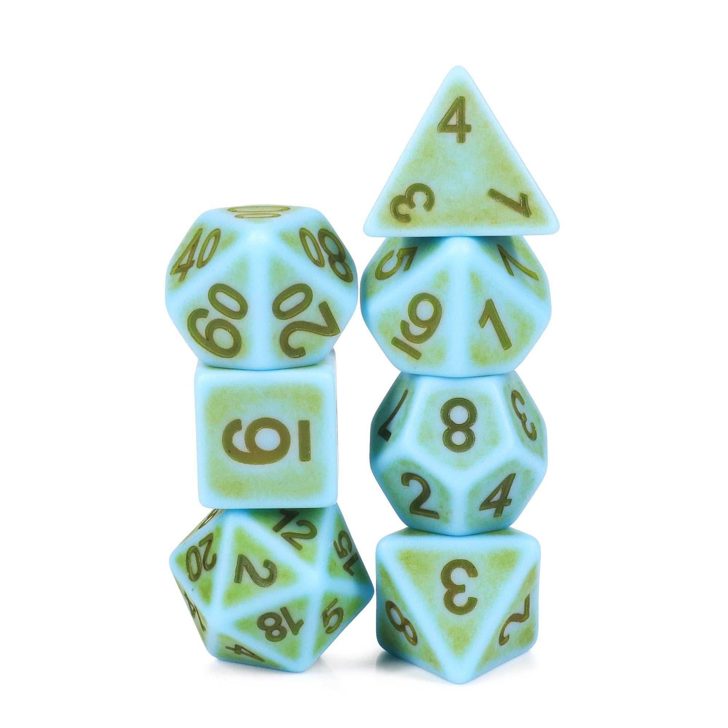Mini-Moss Ancient 7-Dice Set Role Playing Dungeons and Dragons Dice (Green / Seafoam) - 