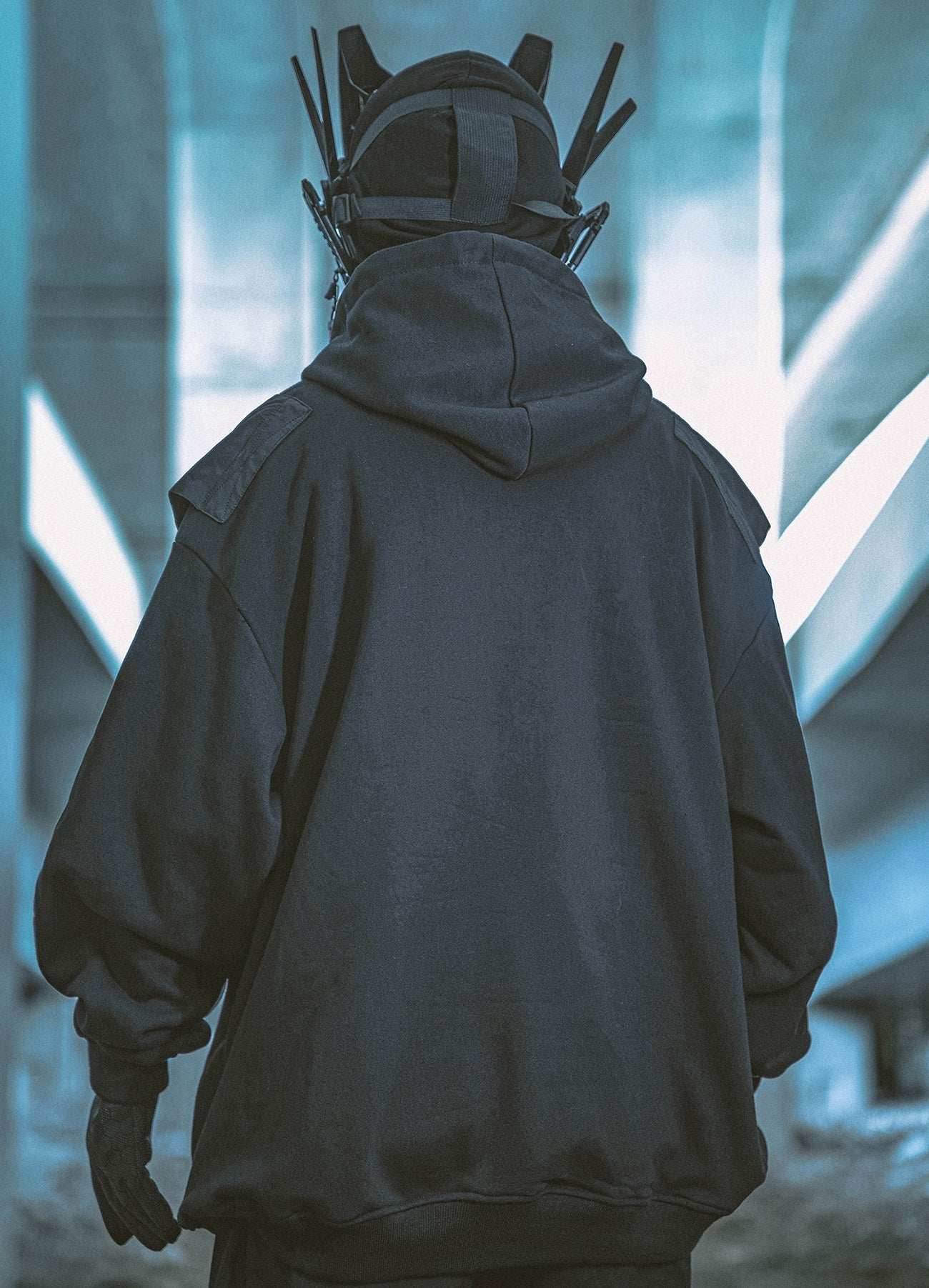 HiH29 Shadow Mixed Hoodie - Black / M