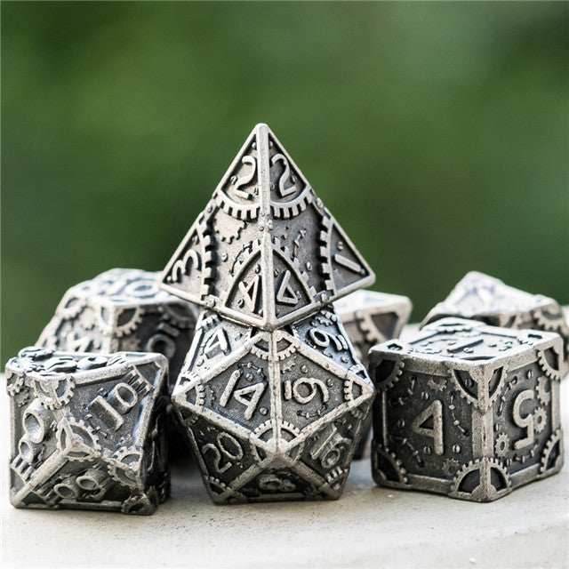 Silver Barrel Plating Vintage Color Punk Steam Metal Dice 7-Dice Udixi RPG - 