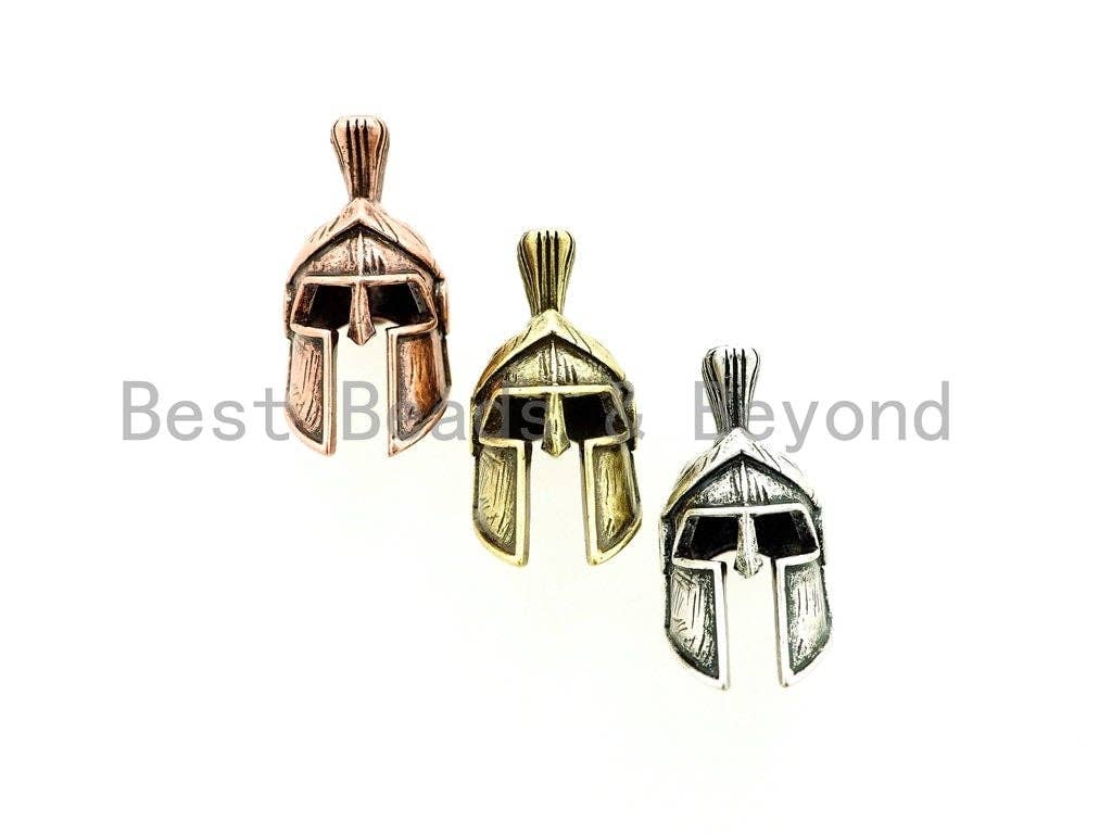 Antique Silver/Gold/Copper Spartan Helmet Bead, For 550 Paracord Survival Bracelet Keychains Making, Men's Bracelet DIY, 12x25mm, sku#Y93