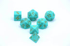 Turquoise with Silver Solid Metal Barbarian Dice Set - 