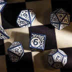 Grey with White Irregular Pattern Fill: 7-Piece Acrylic Dice Set - 