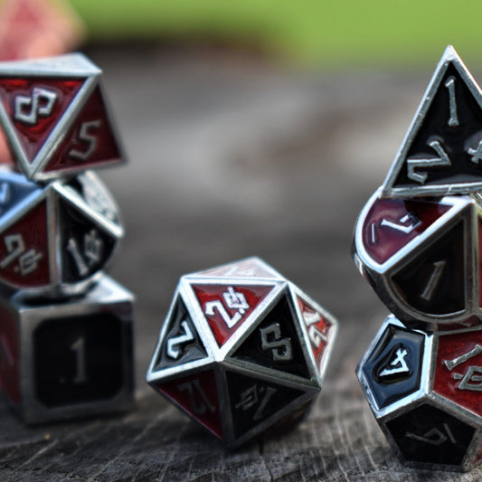 Elder Runes Scarlet And Crow Metal Dice Set