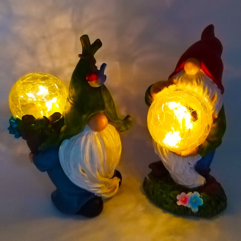 Elf Dwarf Solar Light Ball Resin Decoration