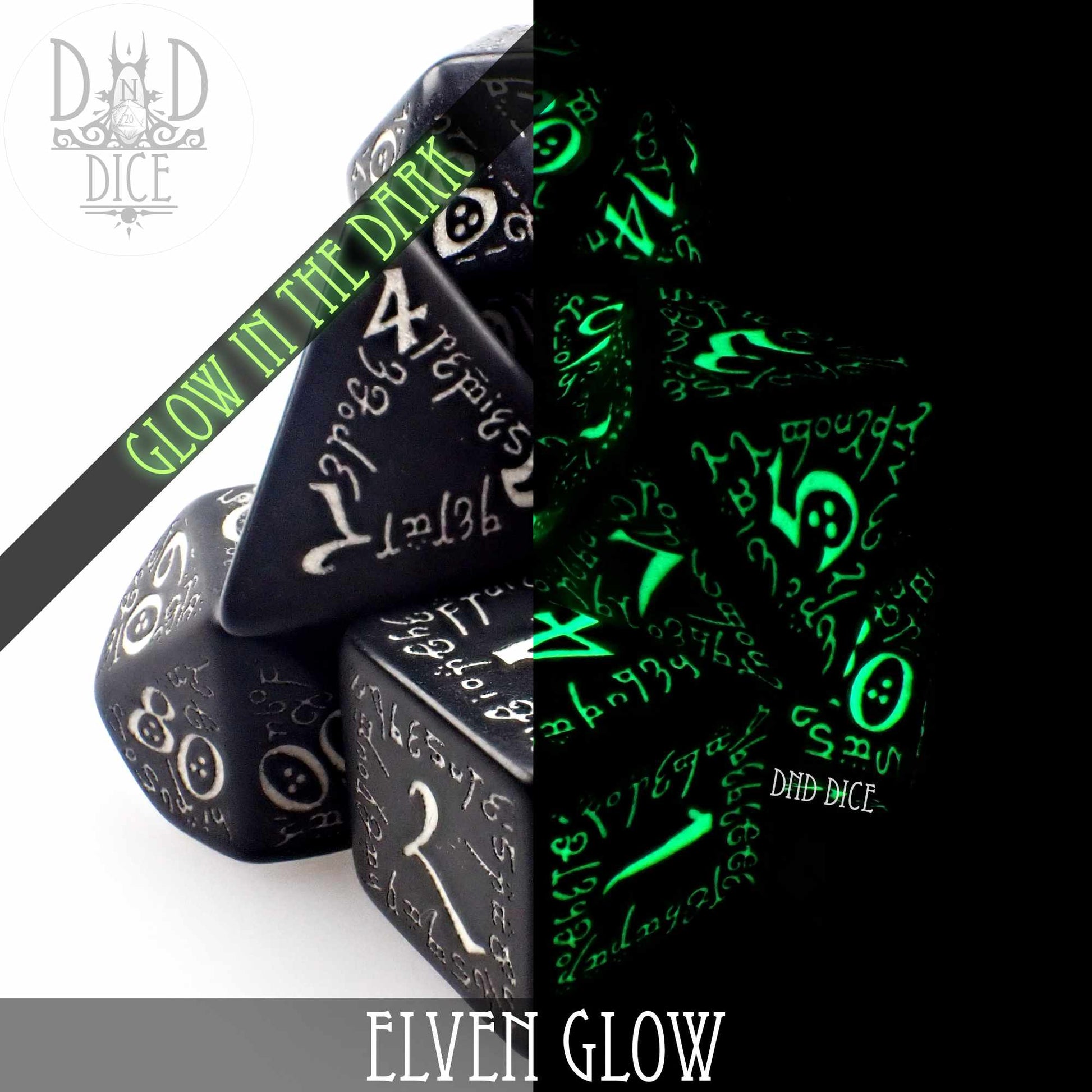 Elven Glow in the Dark Dice Set