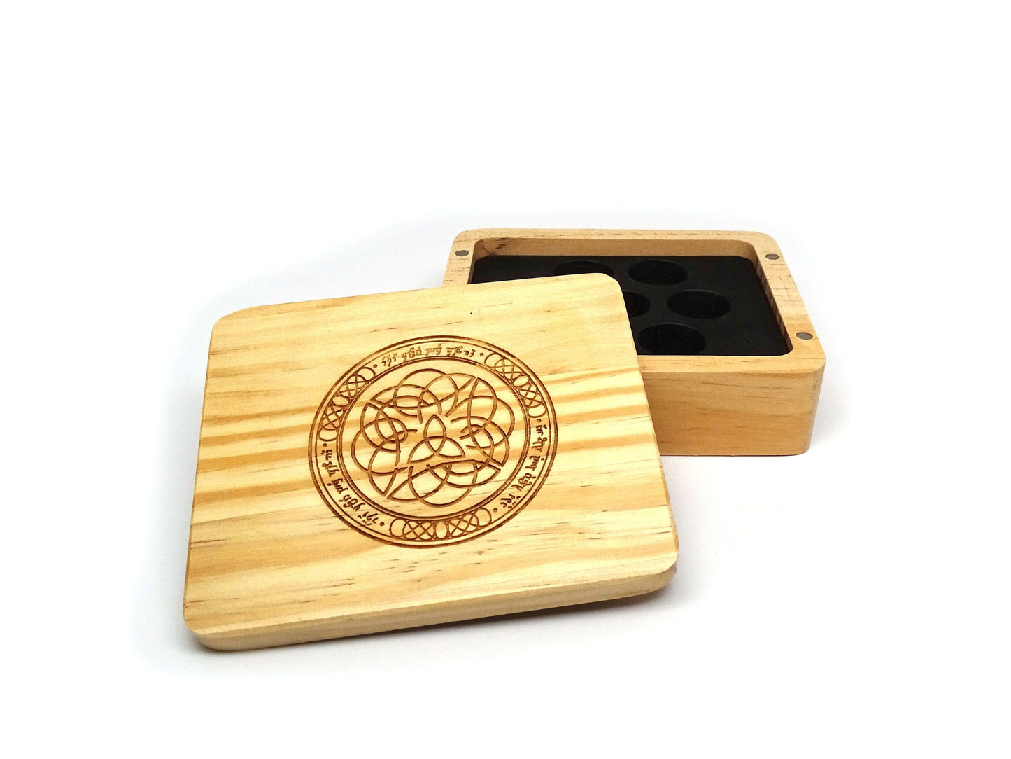 Elven Runes Wooden Dice Case