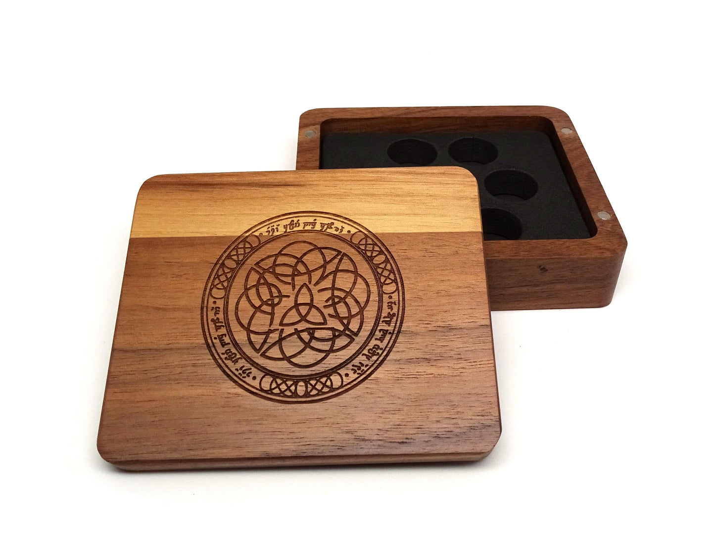 Elven Runes Wooden Dice Case