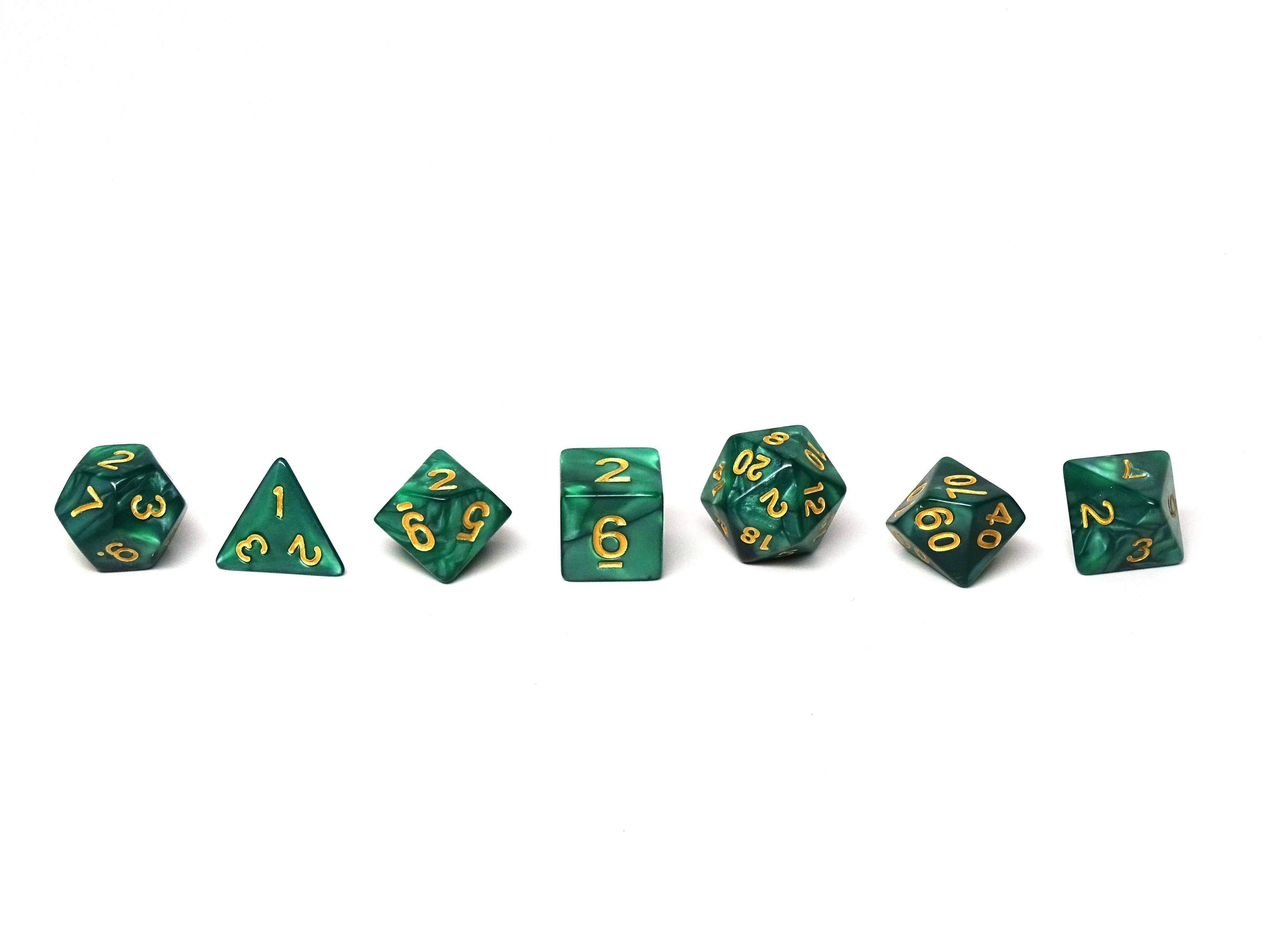 Emerald Marble Dice Collection - 7 Piece Set - 