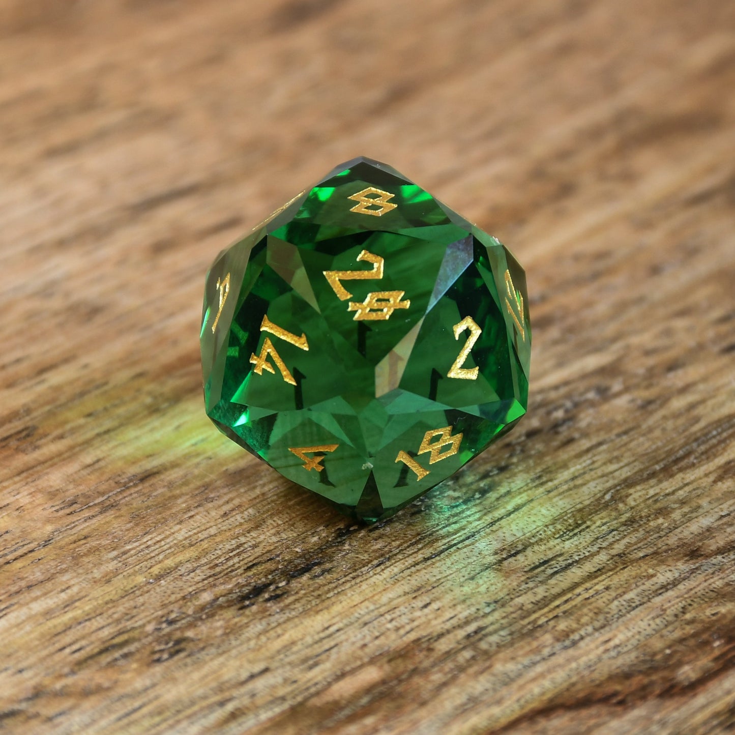 Emerald Multifaceted Glass Dice Set