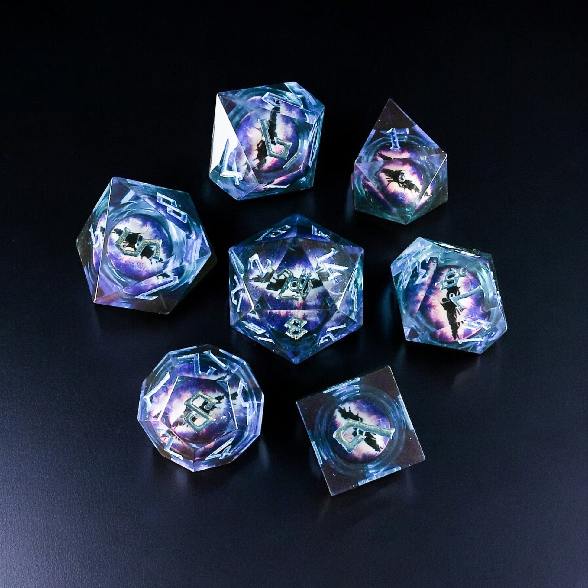 Enchanted Dragon (Blue) Liquid Core Dice Set