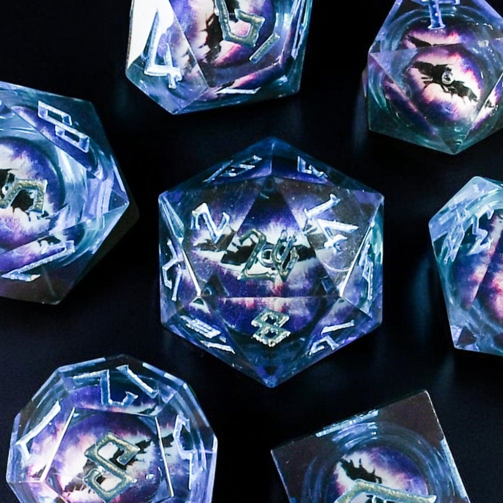 Enchanted Dragon (Blue) Liquid Core Dice Set