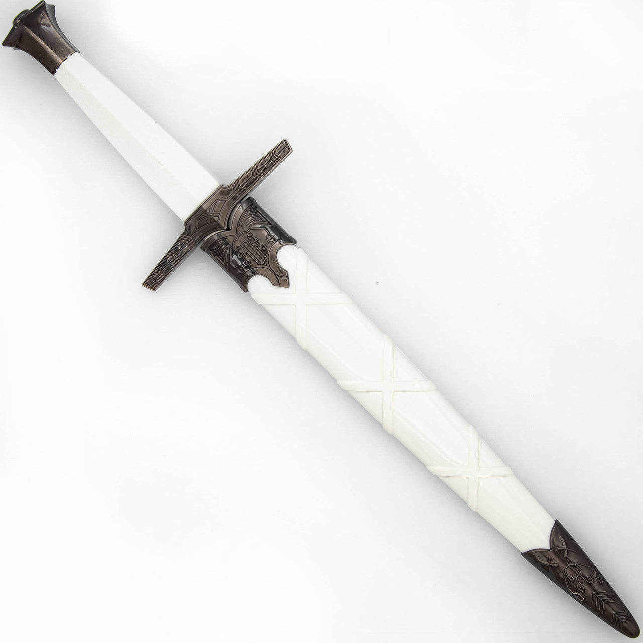 Enchanting Ivory Exquisite White Hexagon Handle Dagger with Metal Fittings