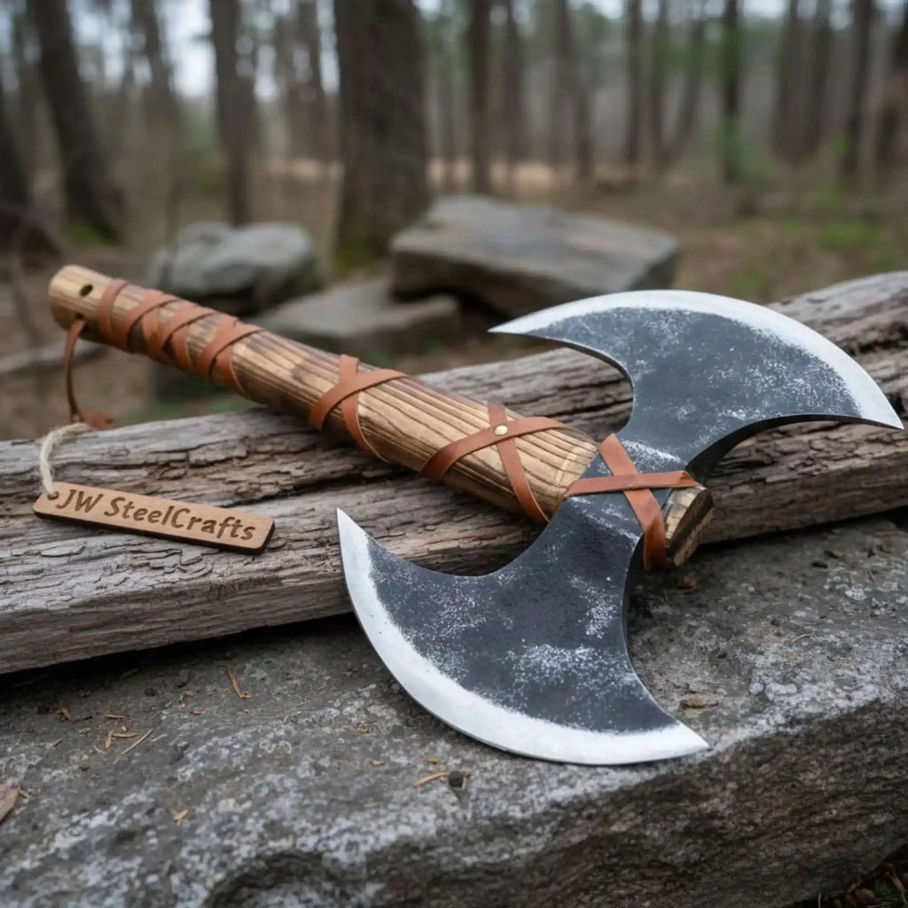 Handcrafted Double-Headed Viking Style Axe – Decorative Collector’s Piece | Two Variations | JW SteelCrafts