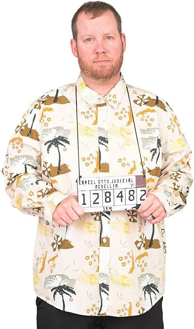 Escobar Shirt and Mugshot Board Halloween Costume - S