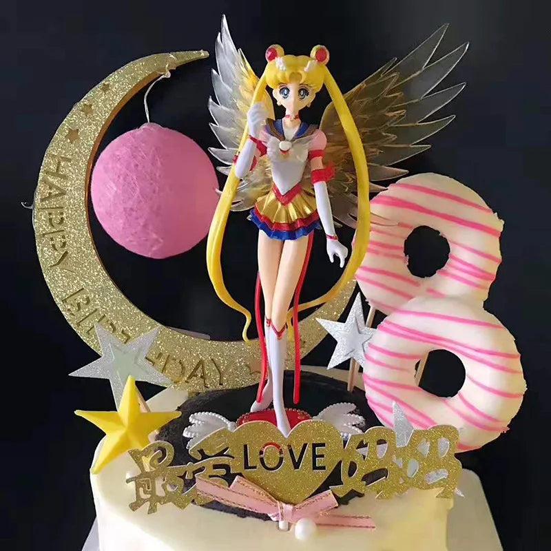 Eternal Sailor Moon Cake Ornaments Tsukino Usagi Action Figure Decoration Collection Doll Anime Model Toys for Birthday Gifts