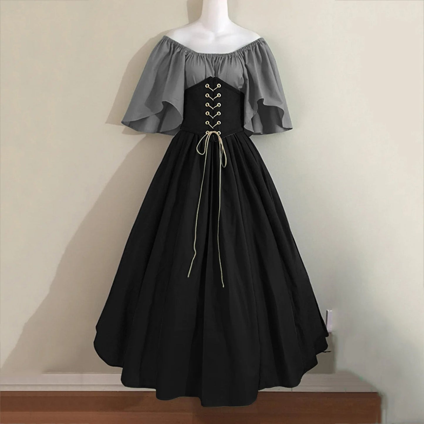 European Medieval Costume for Women Halloween Corset Gothic Renaissance Dress Plus Size Flare Sleeve Ball Gown Cosplay Clothes