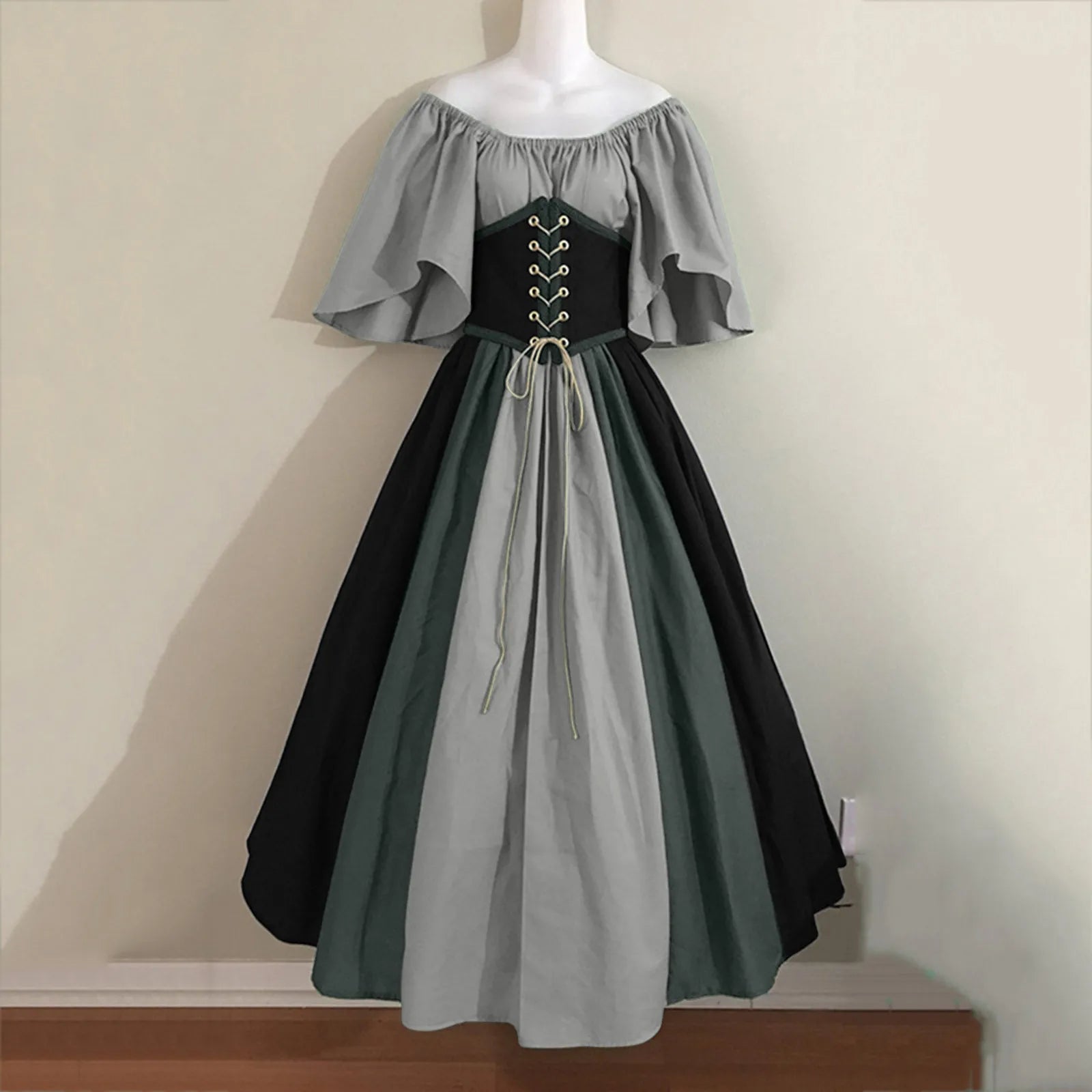 European Medieval Costume for Women Halloween Corset Gothic Renaissance Dress Plus Size Flare Sleeve Ball Gown Cosplay Clothes