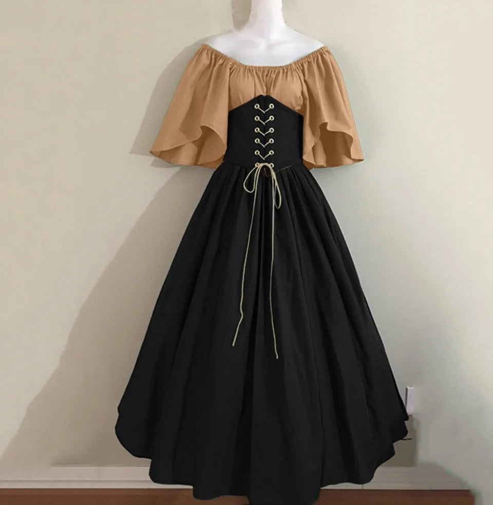 European Medieval Costume for Women Halloween Corset Gothic Renaissance Dress Plus Size Flare Sleeve Ball Gown Cosplay Clothes