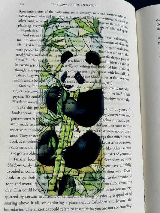 Panda Eating Bamboo Bookmark – Stained Glass Style Cute Panda Art | Nature Animal Bookmark Gift for Readers